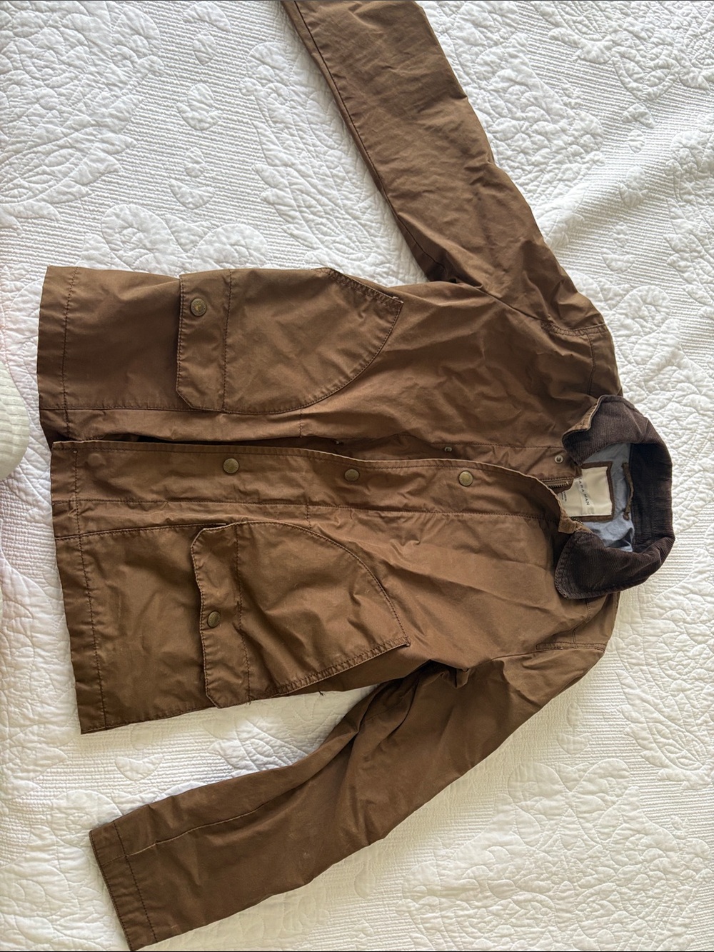 Zara Brown Utility Field Jacket with Corduroy Collar